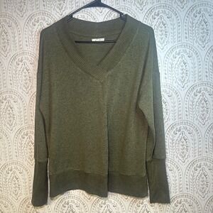 maurices Olive Green Speckled V Neck Long Sleeve Sweater Women's Size S